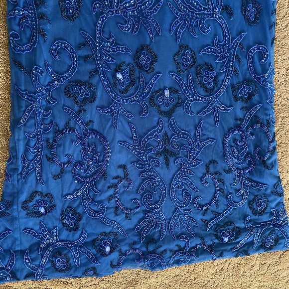 Parker Black Royal Blue Halter Embroidered Gown - Picture 7 of 8